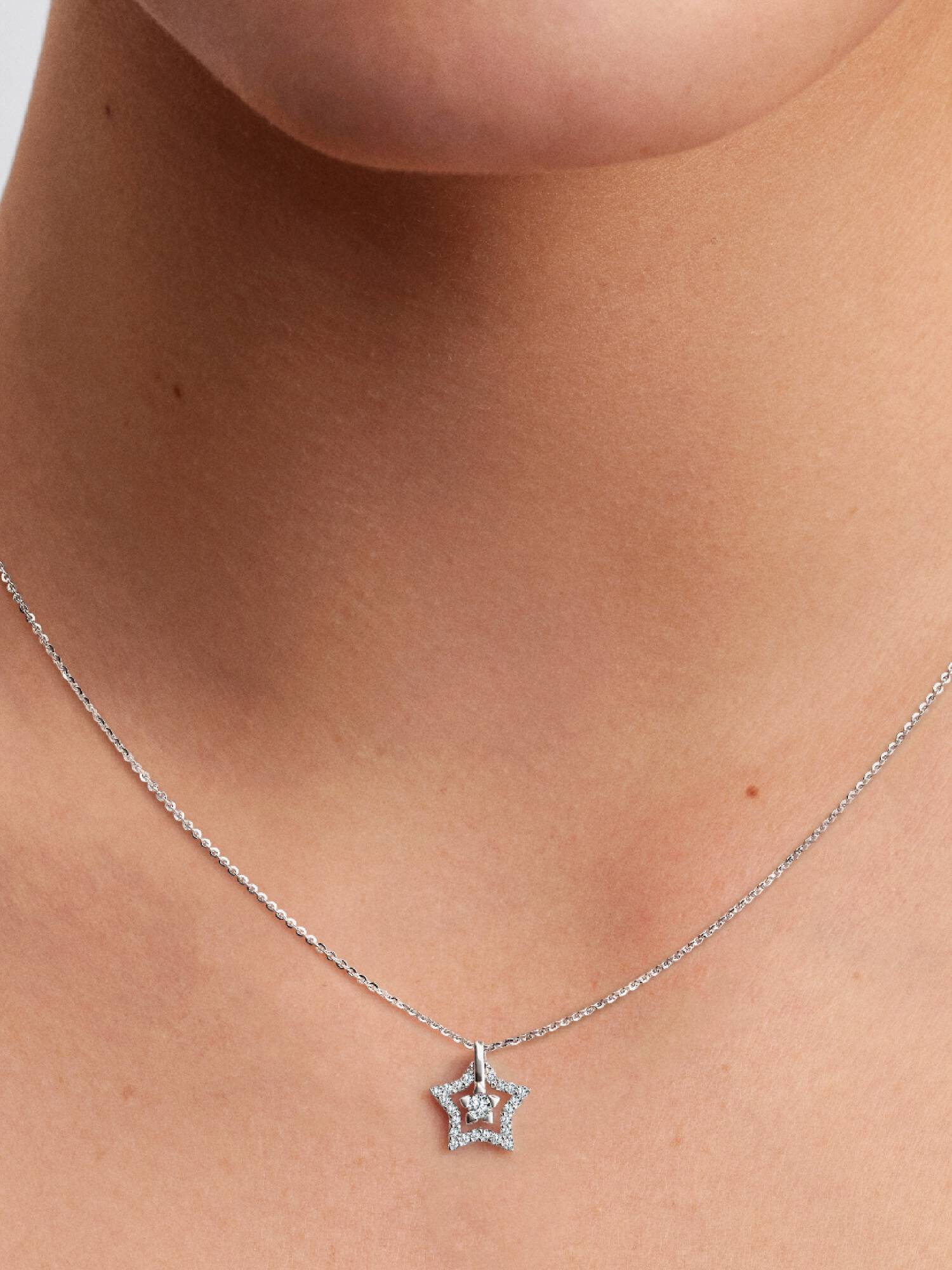 Pandora Talisman halskæde i sterlingsølv med stjernevedhæng med laboratorieskabt diamant