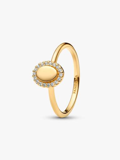 Indgraverbar Oval Halo Ring