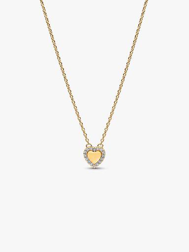 Indgraverbart Hjerte Halo Collier-Halskæde