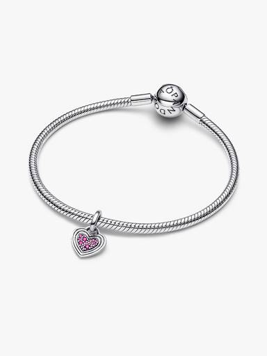 Indgraverbart Pink Hjerte Charm med vedhæng