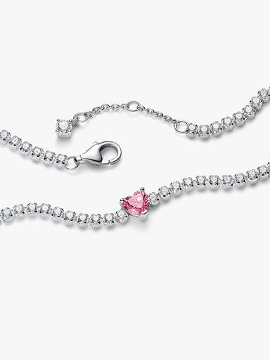 Pink Funklende Hjerte Tennisarmbånd
