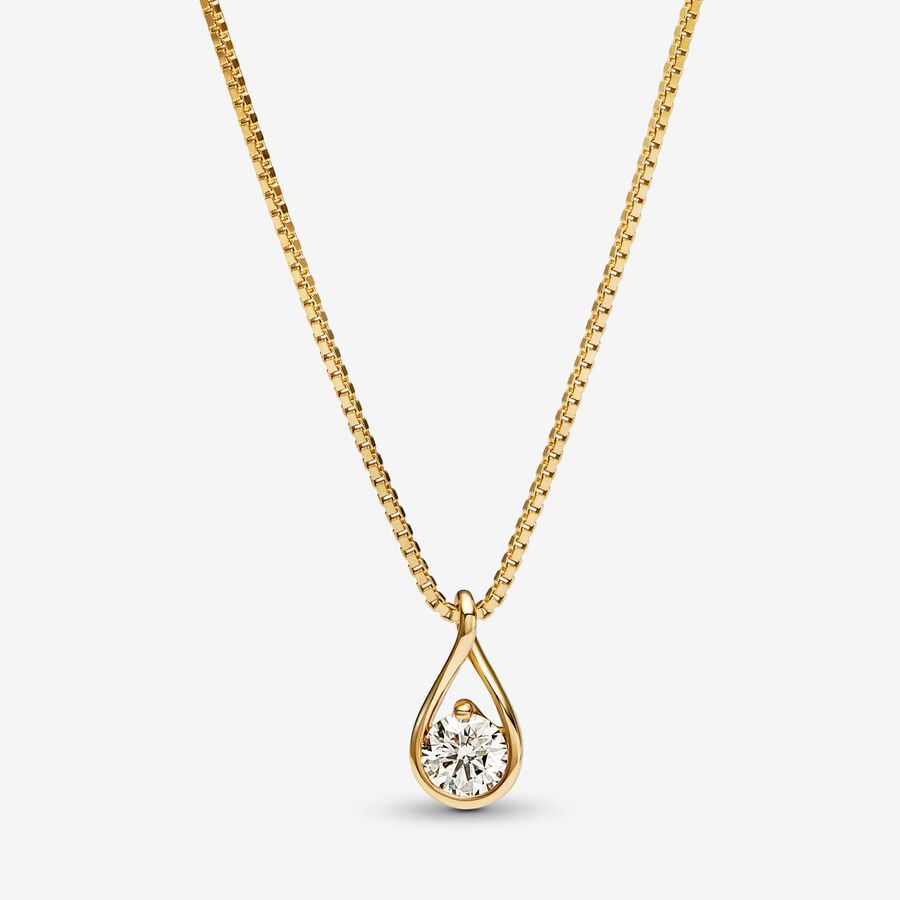 Pandora Infinite halskæde med vedhæng i 14 kt. guld med laboratoriedyrket diamant image number 0