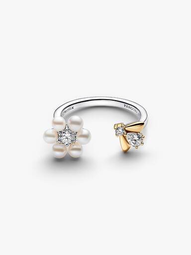 Bridgerton Bi & Behandlet Ferskvandskulturperle Blomst Åben Ring