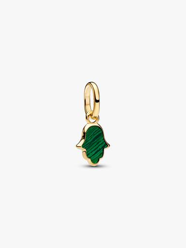 Grøn Hamsa Hånd Mini Charm med Vedhæng