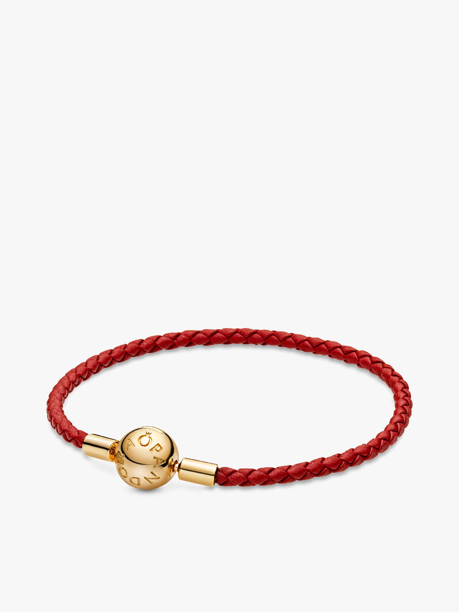 Pandora Moments Rødt Flettet Læderarmbånd