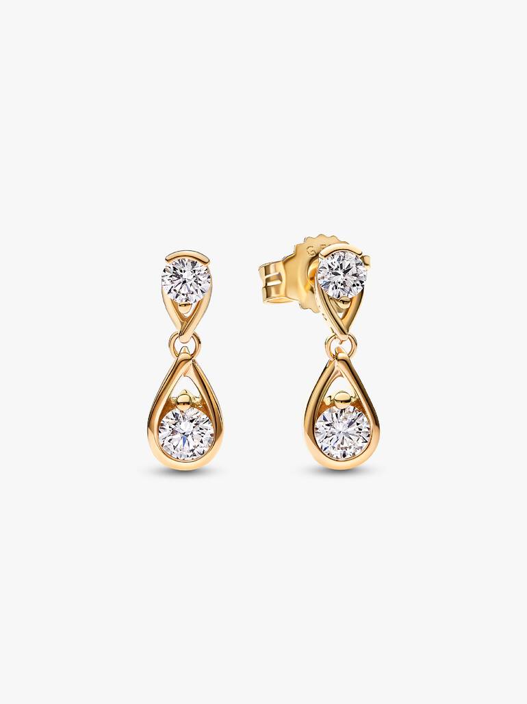 Pandora Infinite drop-øreringe i 14 kt. guld med dobbelte laboratorieskabte diamanter