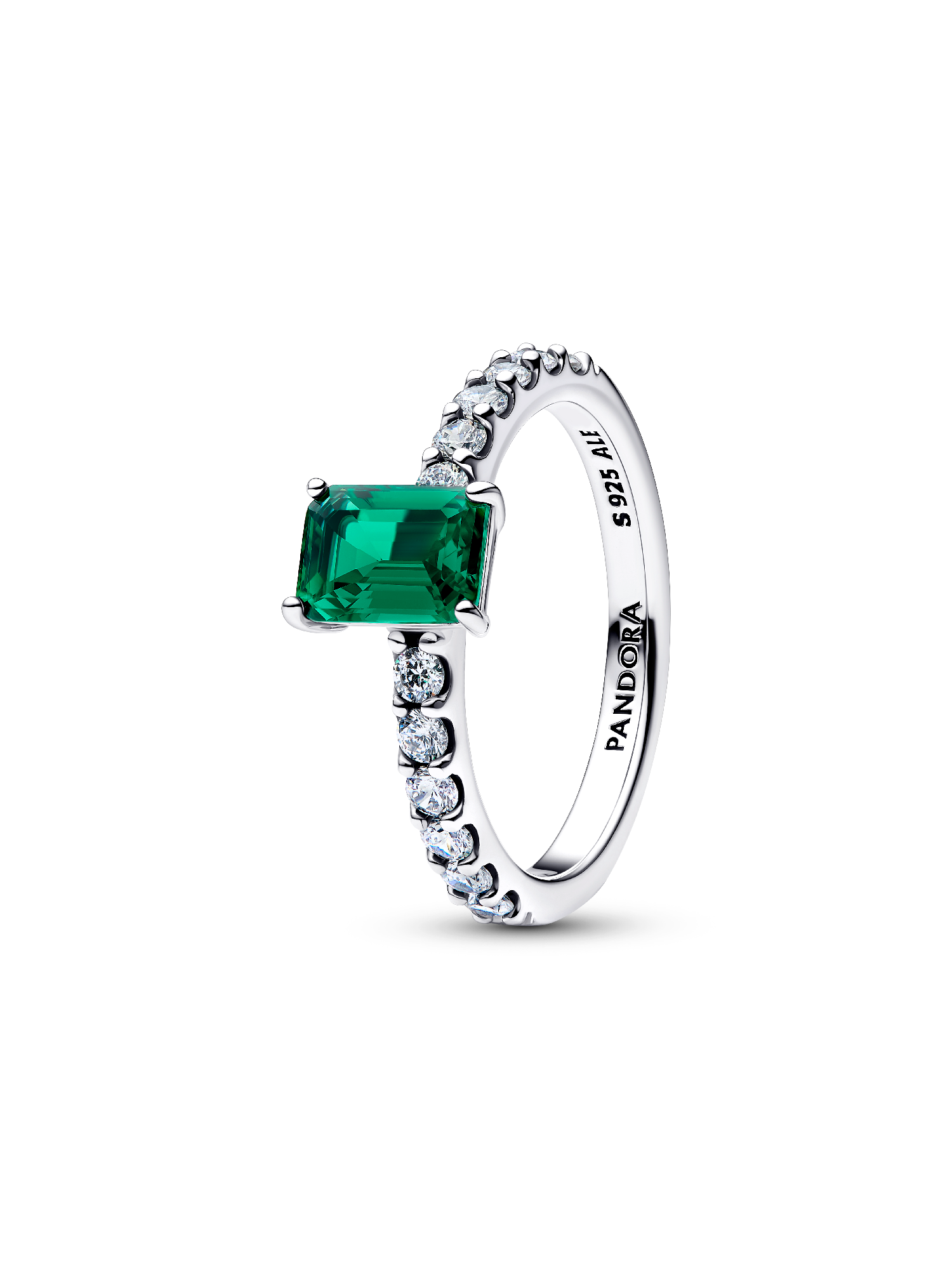 Rektangulær Funklende Grøn Halo Ring