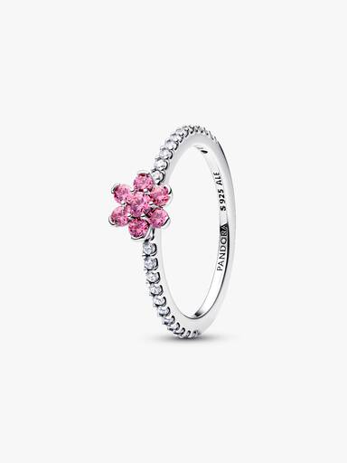 Funklende Pink Blomst Ring