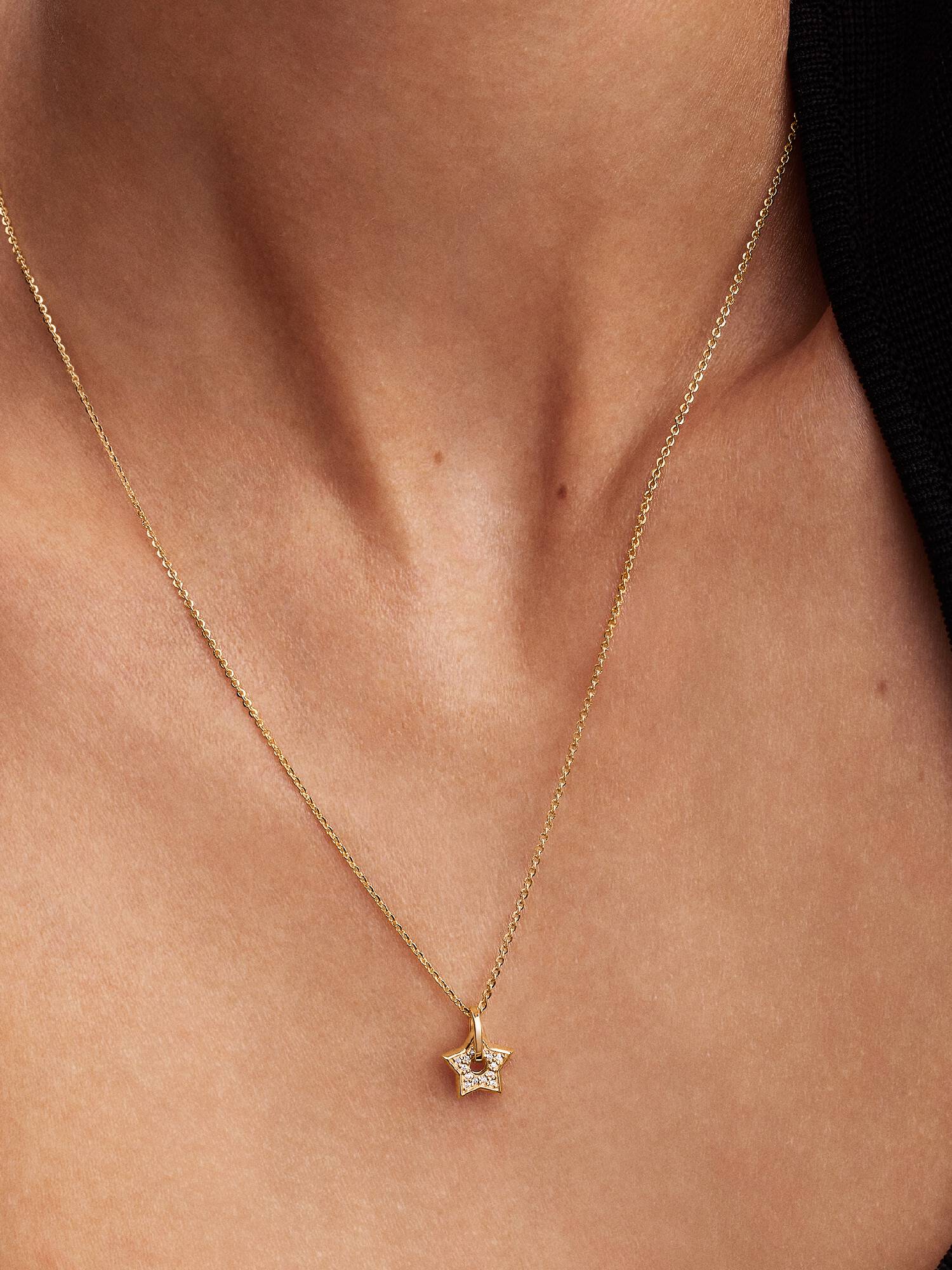 Pandora Talisman Stjerne Halskæde med vedhæng 14 kt. Guld med Laboratorieskabt Diamant Pavé