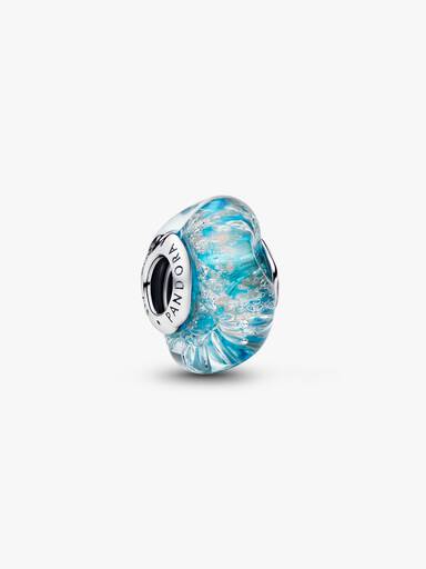 Turkis Muranoglas & Glitter Charm