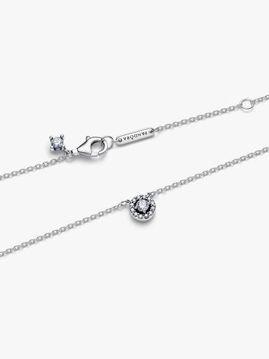 Rund Pavé Halo Collier Halskæde