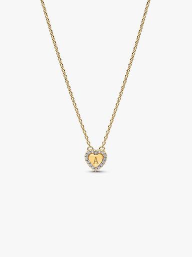 Indgraverbart Hjerte Halo Collier-Halskæde
