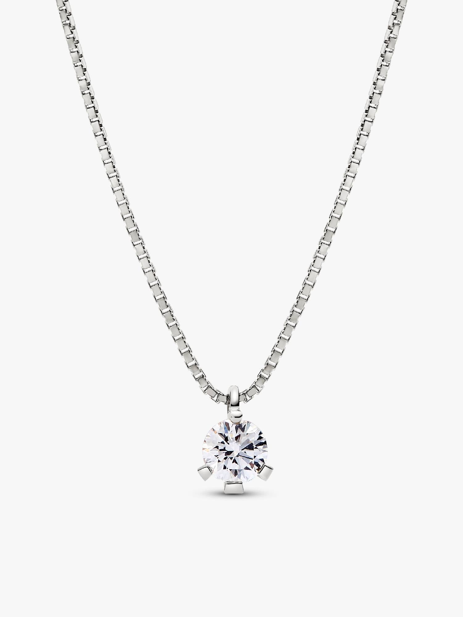 Pandora Nova halskæde i 14 kt. hvidguld med vedhæng med laboratorieskabt diamant