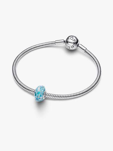 Turkis Muranoglas & Glitter Charm