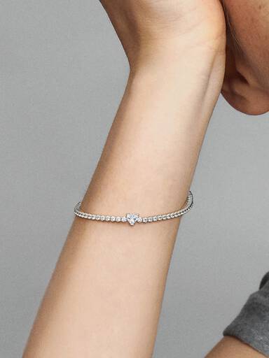Funklende Hjerte Tennisarmbånd