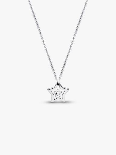 Pandora Talisman halskæde i sterlingsølv med stjernevedhæng med laboratorieskabt diamant