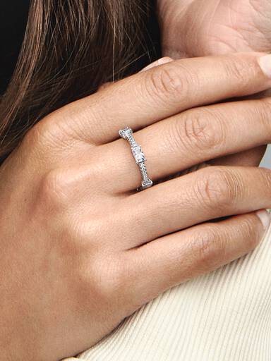 Rektangulære Barrer Funklende Pavé Ring