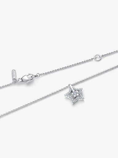 Pandora Talisman halskæde i sterlingsølv med stjernevedhæng med laboratorieskabt diamant