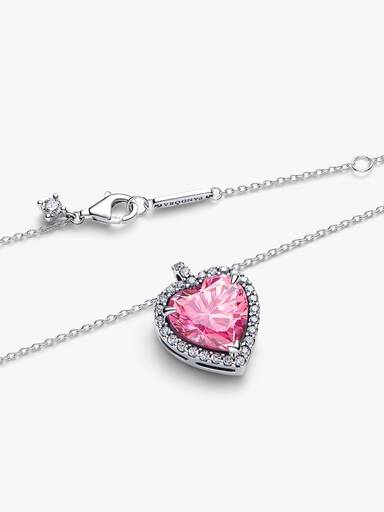 Pink Halo Hjerte Collier-Halskæde