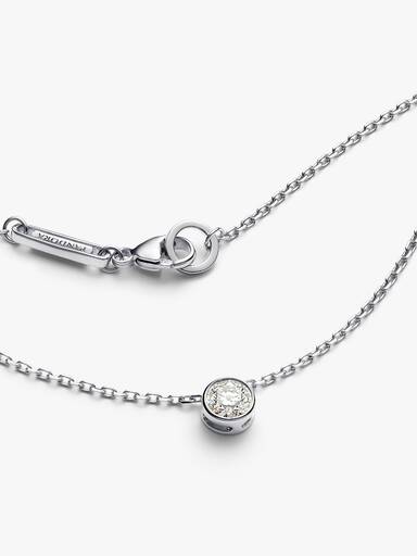 Pandora Era bezel halskæde i sterlingsølv med vedhæng og laboratorieskabt diamant