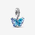 Blå Murano Glas Sommerfugl charm med vedhæng
