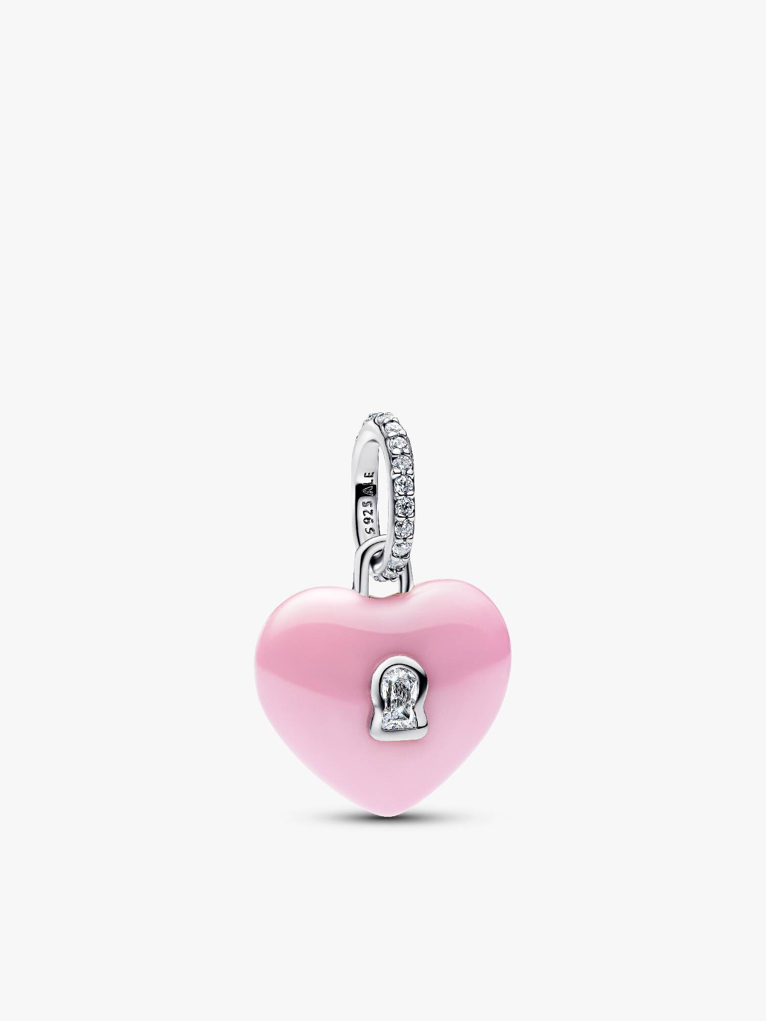 Pink Keramisk Hjertehængelås Charm med vedhæng