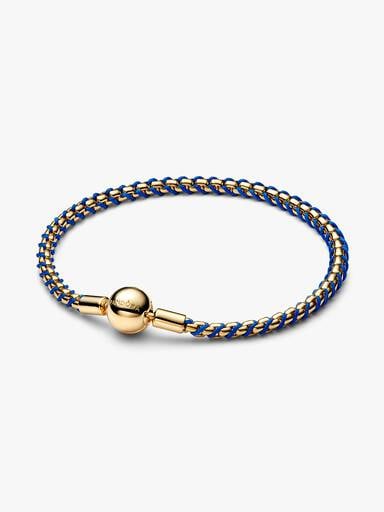 Box Chain Armbånd med Blå Snor