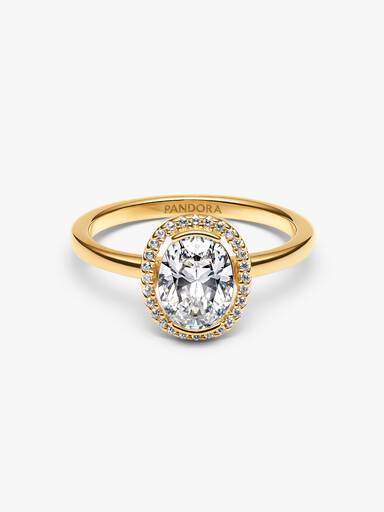 Oval Funklende Halo Ring