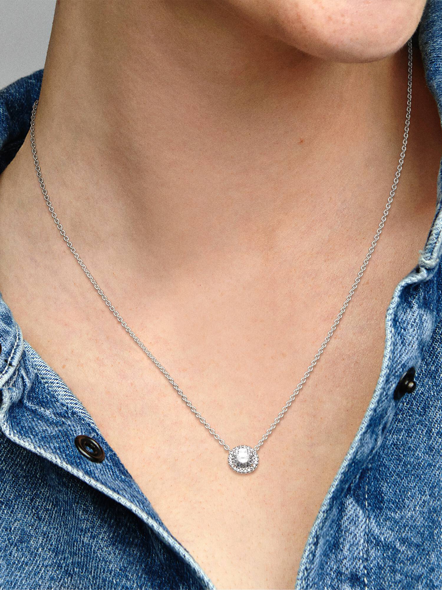 Round Sparkle Halo Halskæde