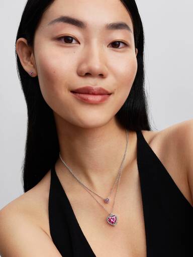 Pink Halo Hjerte Collier-Halskæde
