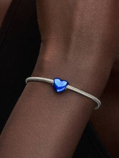 Metalblåt Hjerte Charm
