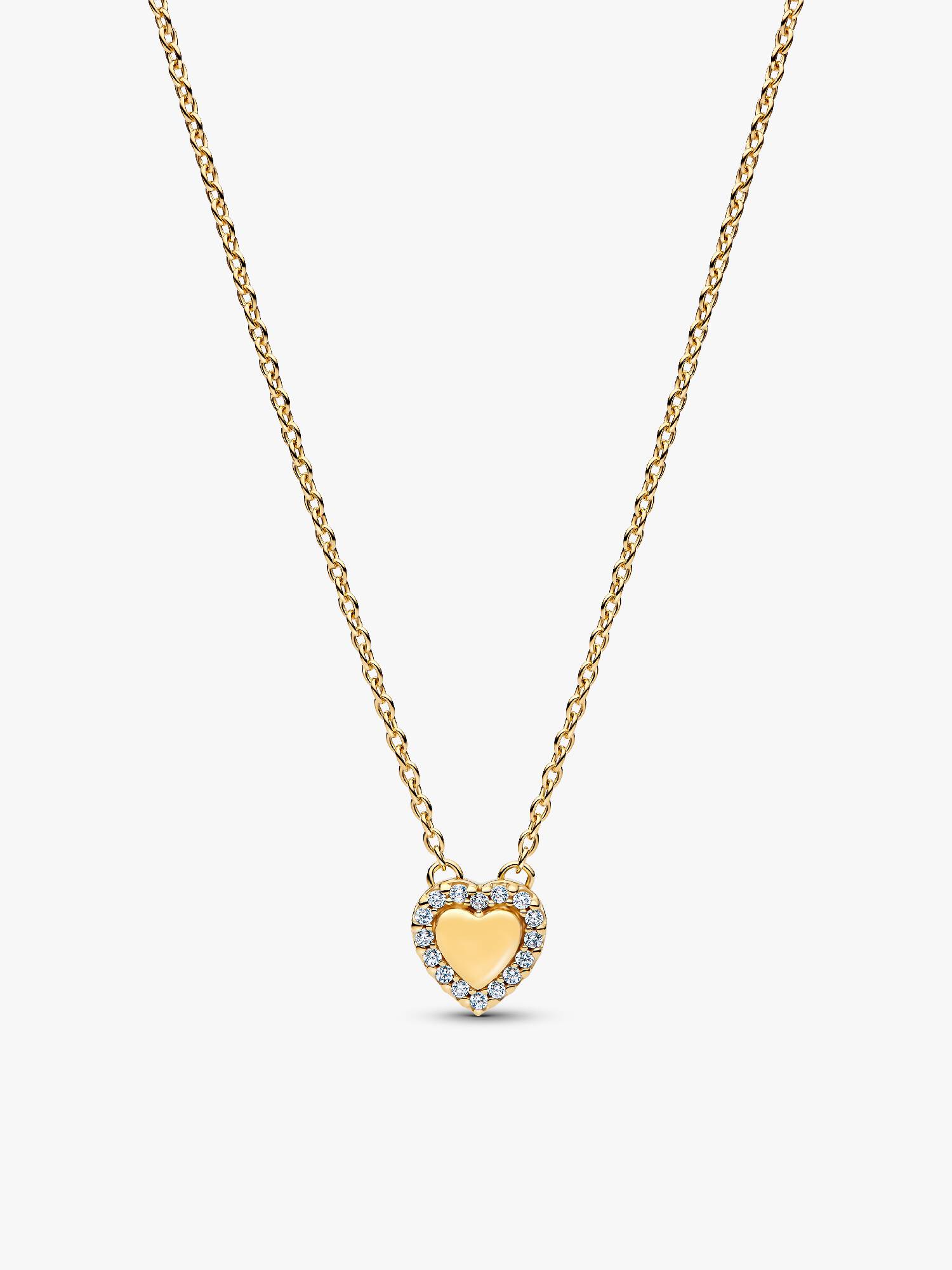 Indgraverbart Hjerte Halo Collier-Halskæde