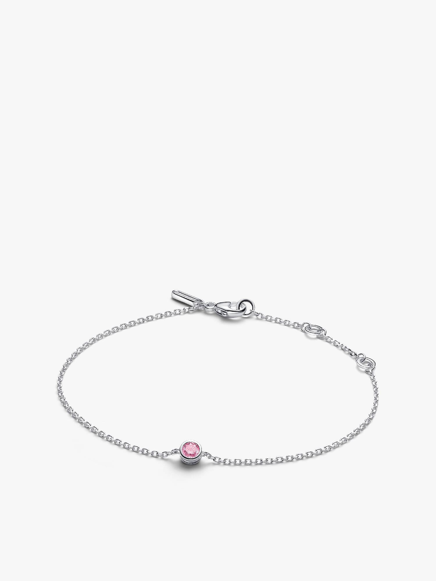 Pandora Era Bezel Kædearmbånd i Sterlingsølv med Pink Laboratorieskabt Diamant