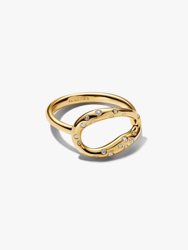 Organisk Formet Stenindfattet Statement Ring