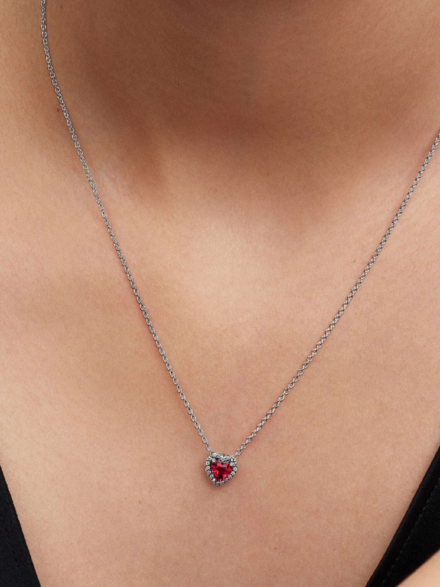 Fremhævet Rødt Hjerte Collier Halskæde