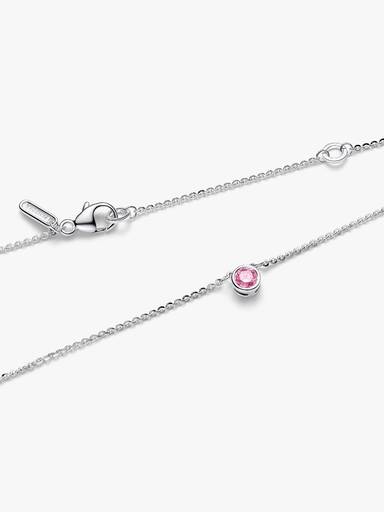 Pandora Era Bezel Halskæde i Sterlingsølv med vedhæng Pink Laboratorieskabt Diamant