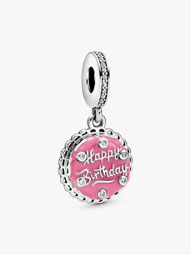 Pink Fødselsdagskage Charm med Vedhæng