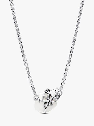 Hvid Rose-i-Blomst Collier Halskæde