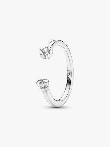Pandora Talisman åben ring i sterlingsølv med stjerne og hjerte med laboratorieskabte diamanter