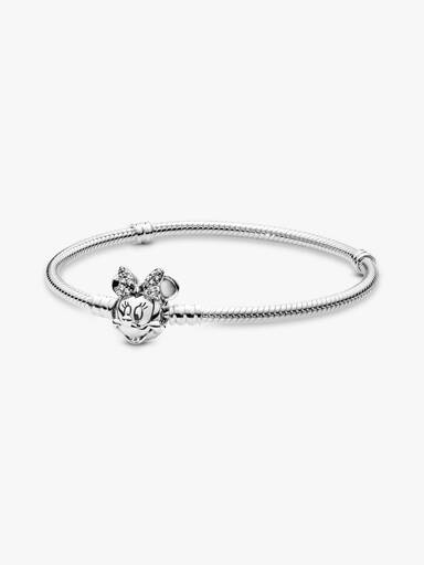 Disney Pandora Moments Slangekædearmbånd med Minnie Mouse Pavé Lås