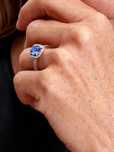Funklende Kvadratisk Blå Halo Statement Ring