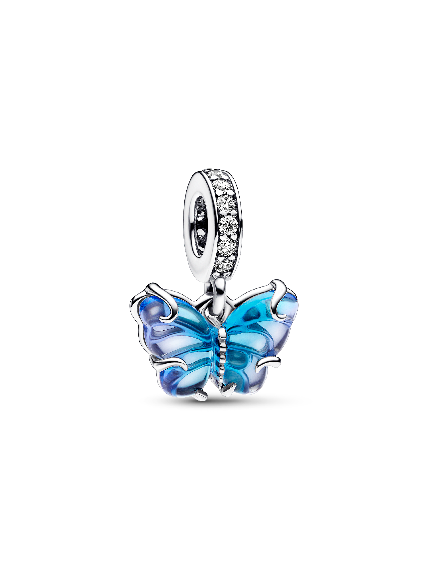 Blå Murano Glas Sommerfugl Charm med vedhæng