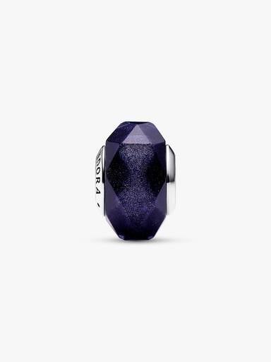Facetteret Blåt Muranoglas Charm