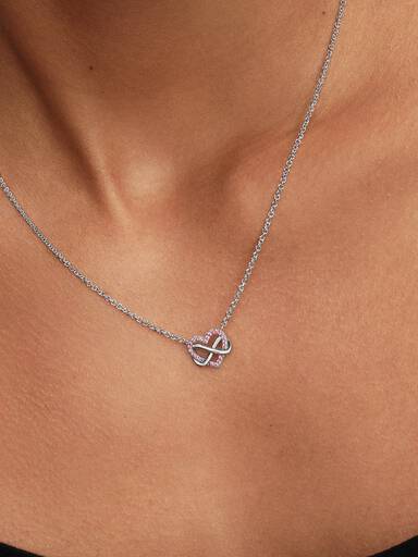Funklende pink evighedshjerte collier-halskæde