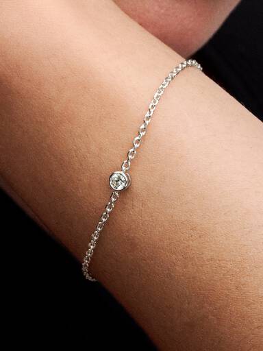 Pandora Era bezel kædearmbånd i sterlingsølv med laboratorieskabt diamant