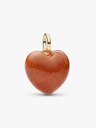 Orange Buttet Hjerte Charm med vedhæng