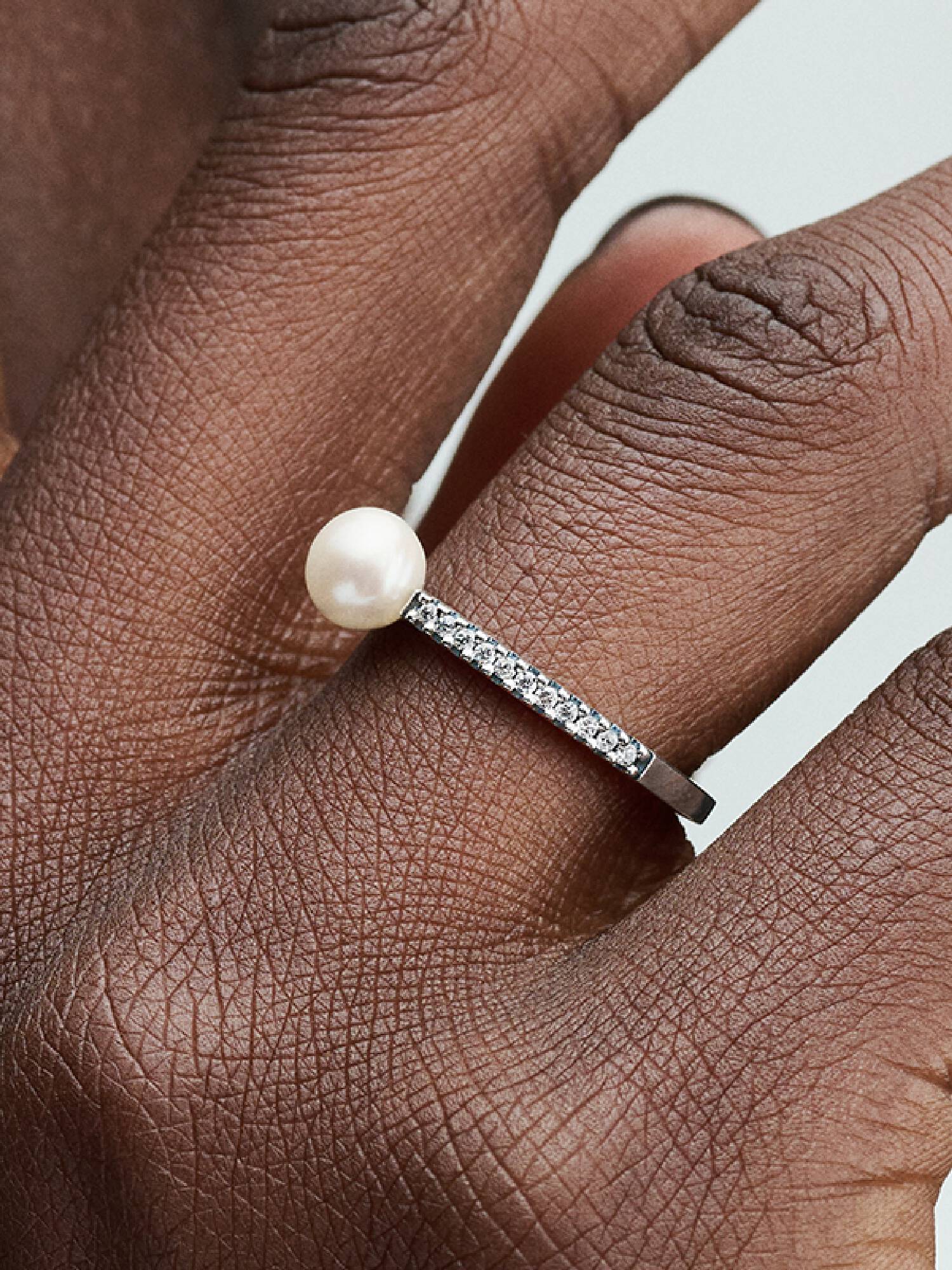 Behandlet Ferskvandskulturperle- og Pavé ring
