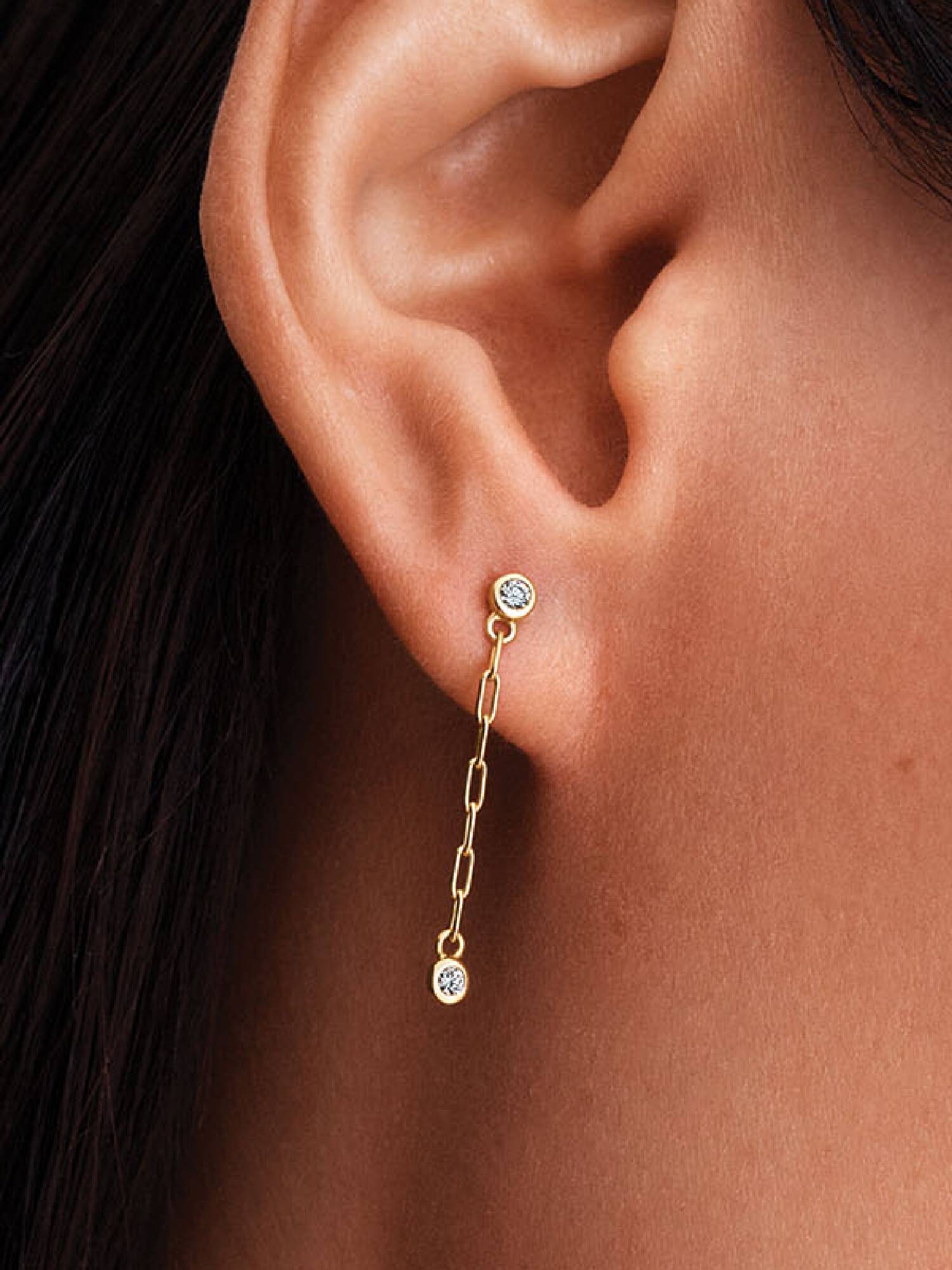 Pandora Era Bezel Laboratorieskabte Diamanter Papirclips Drop-øreringe