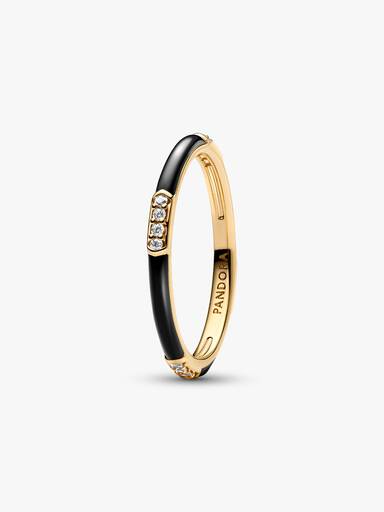 Sort Emalje & Sten Ring