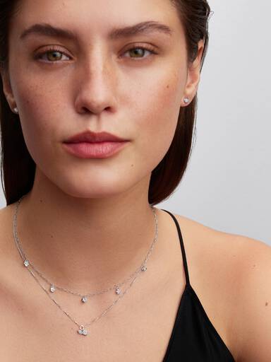 Pandora Talisman papirklipskæde i sterlingsølv med symbolske vedhæng med laboratorieskabte diamanter